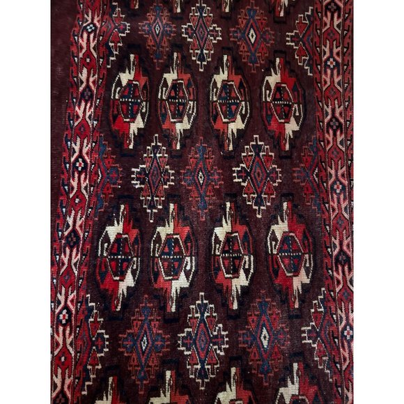 Antique Persian Hand Knotted Red Tribal Wool Rug Or Turkomen Tribal Chuval (Bag - Picture 15 of 16